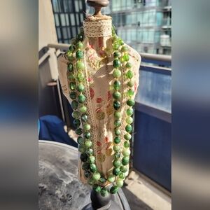 Vintage West Germany made double strand green statement necklace